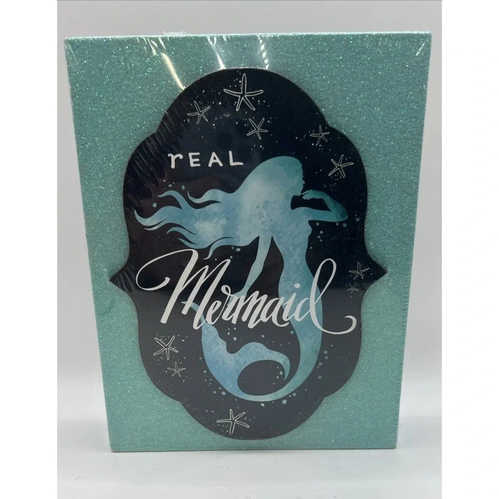 Mythical Teal Green‎ Mermaid Wall Hanging Plaque Picture Glitter Beach Decor